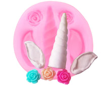 Cargar imagen en el visor de la galería, Cuerno de unicornio w. orejas y rosas
